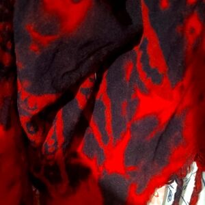 Bold Red and Black Tie-Dye Scarf